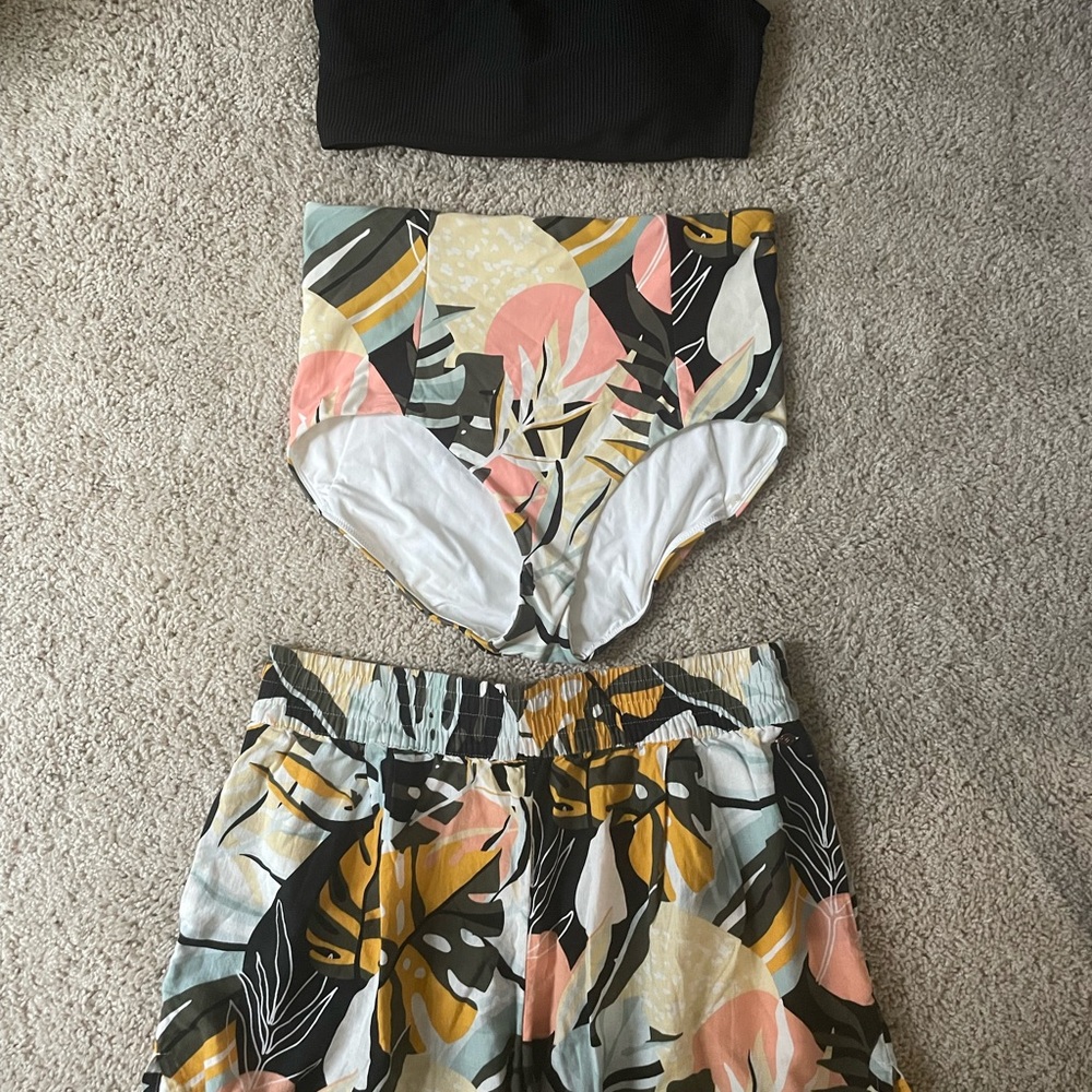 CALIA by Carrie Underwood Black and Patterned Bikini Set